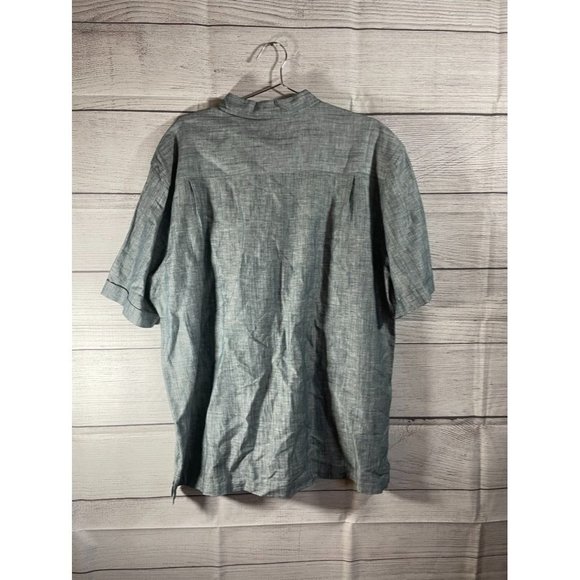 Havanera - Men's Blue/Grey Short Sleeve Button Down Cuban Style Shirt - Size XXL - Picture 7 of 7